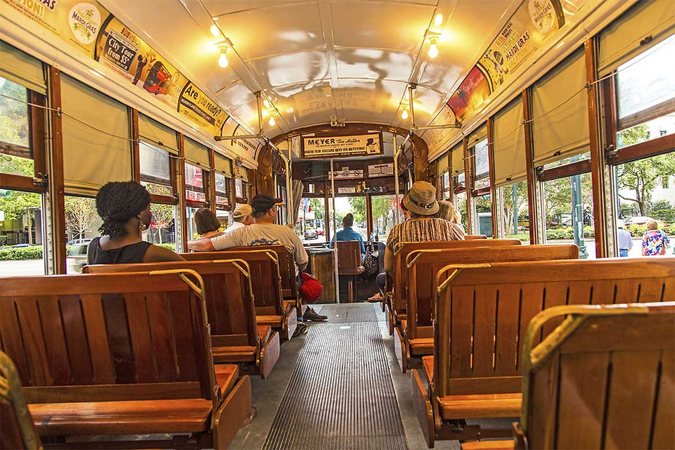 Inside New Orleans streetcar not trolley