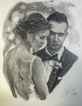 A portrait of a bride and groom