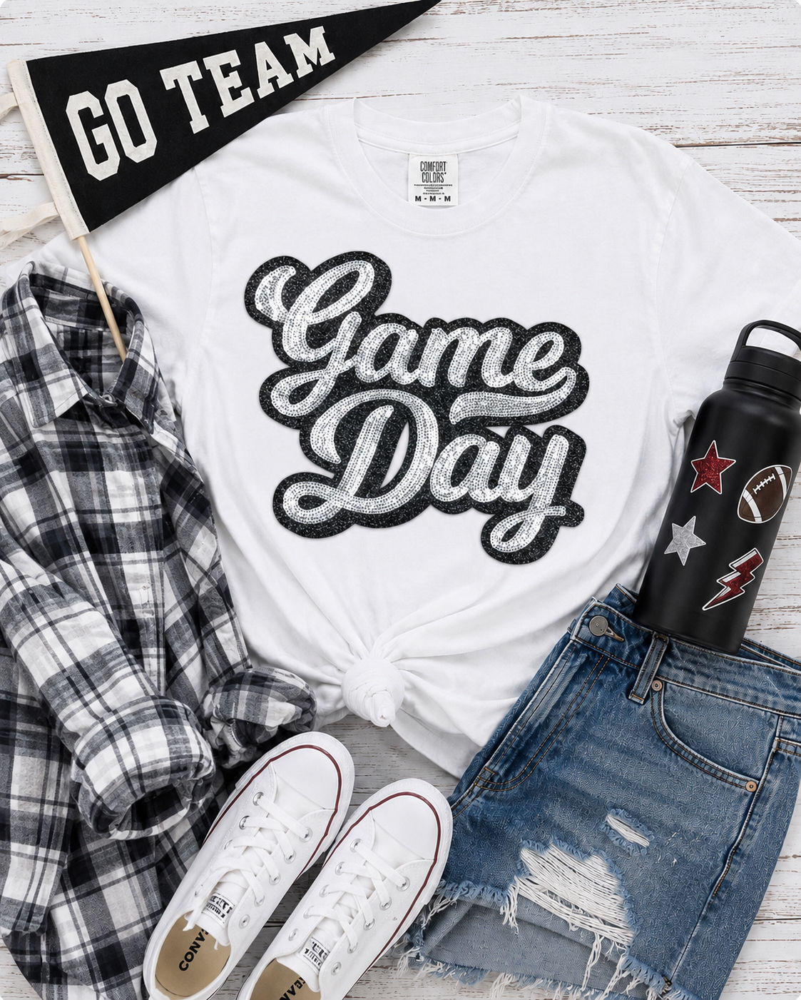 Silver Game Day Boujee Bling - Sequin Tee