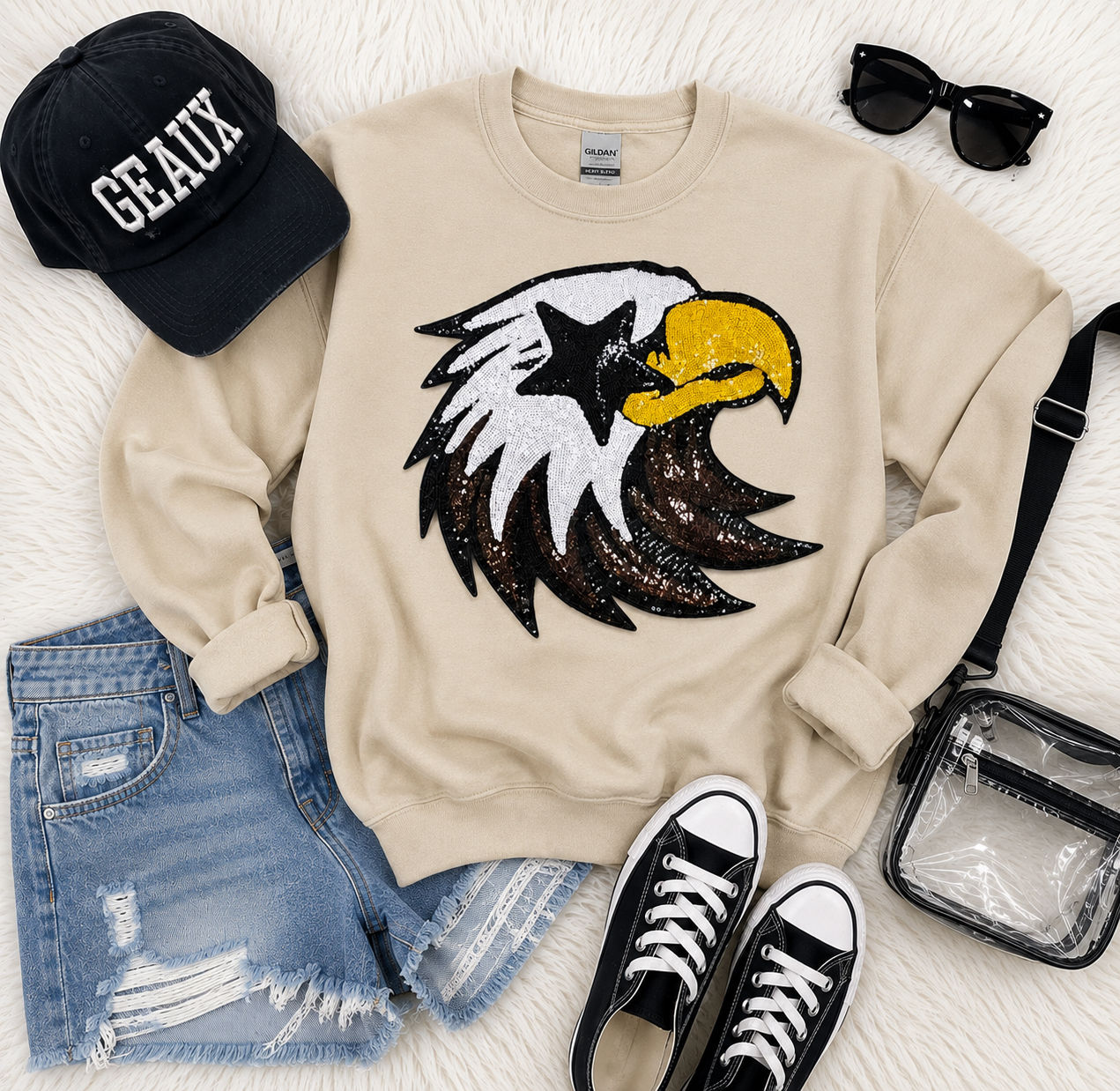 Eagle Starry Mascot - Boujee Bling - Sequin Sweatshirt