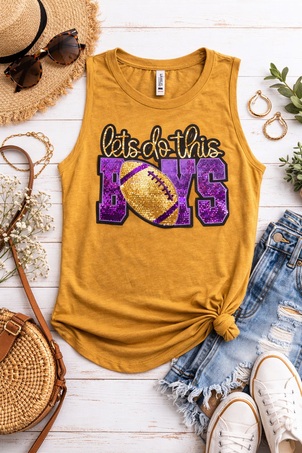 Let’s Do This Purple & Gold Sequin Festival Muscle Tank