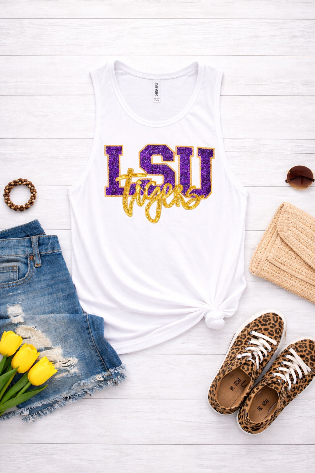 Gameday BOLD Script Sequin Festival Muscle Tank