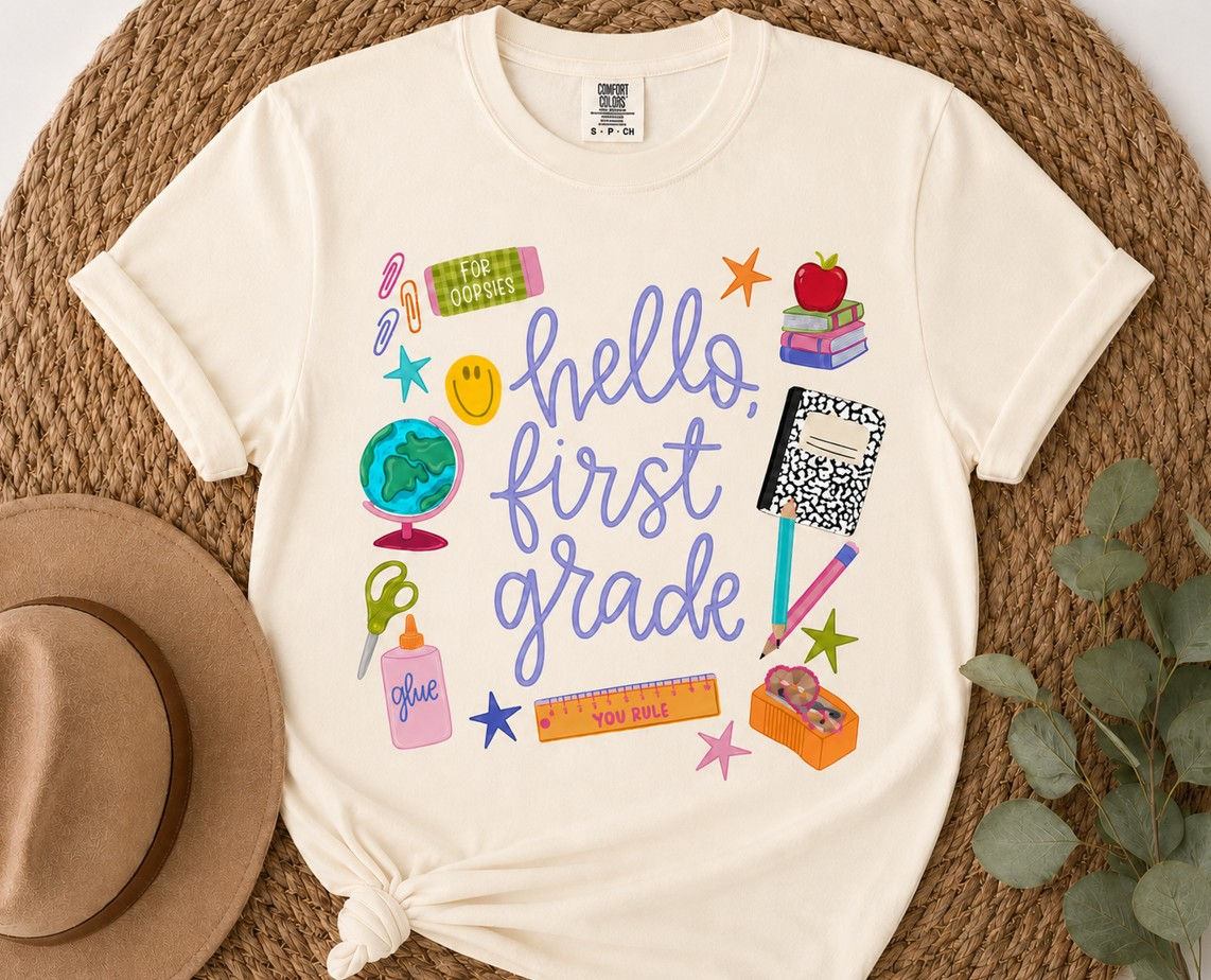 Hello First Grade– Boutique Back-to-School Graphic Tee