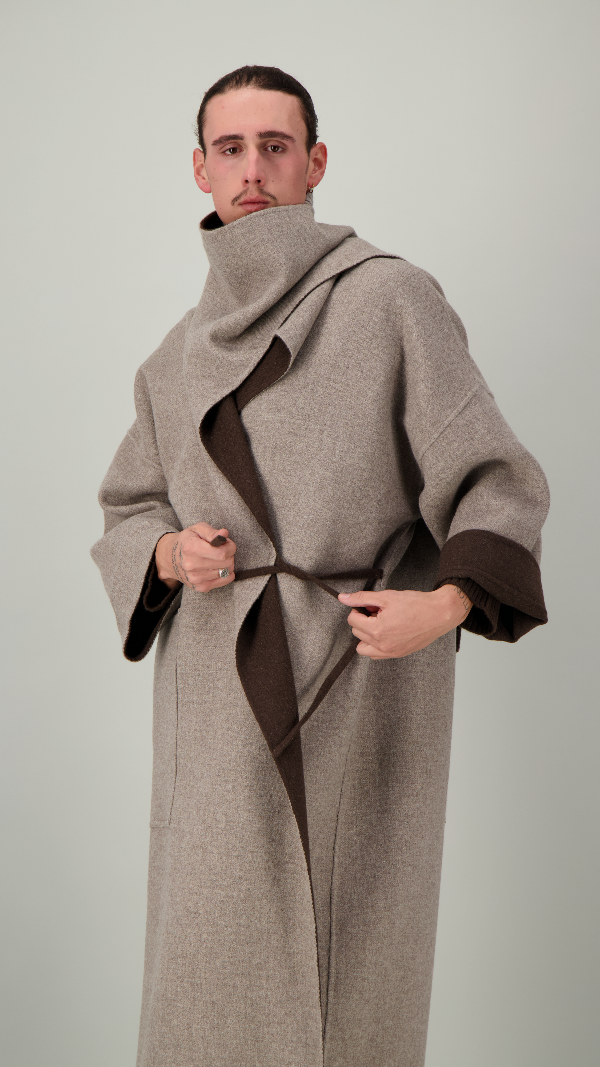Miniature : Manteau "Ulguii" oversize enveloppant, 100% yakshmere