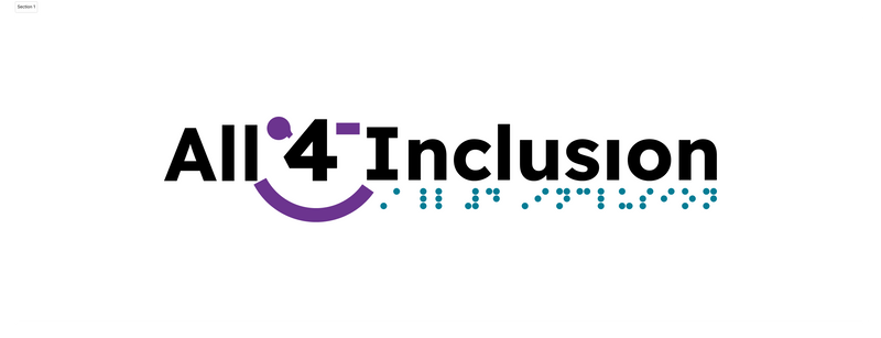 All 4 Inclusion logo, Black font with purple on a white background