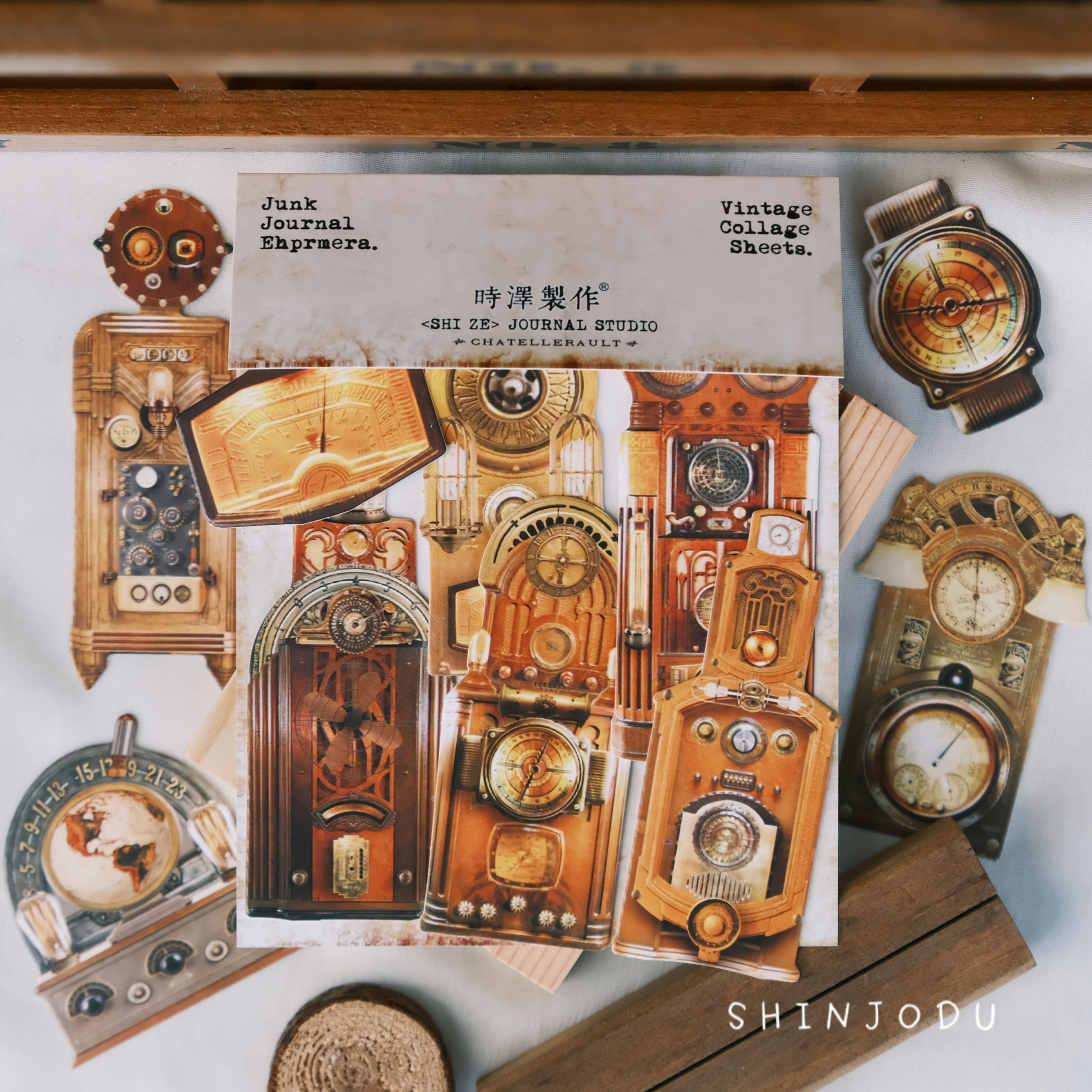 Shi Ze Studio Vintage Mechanical Clock Card Ephemera