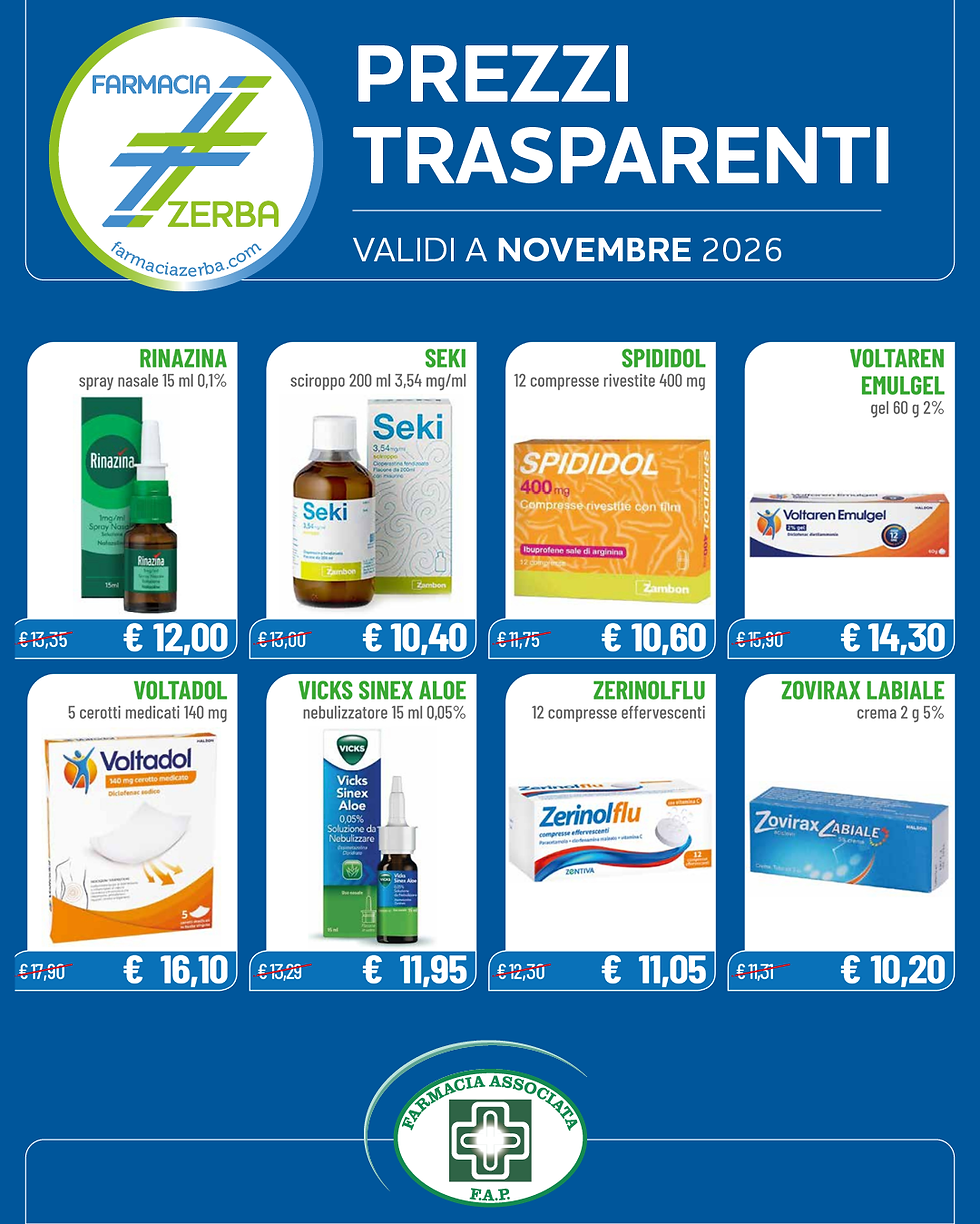 Farmacia Zerba - Prezzi Trasparenti di Novembre 2026