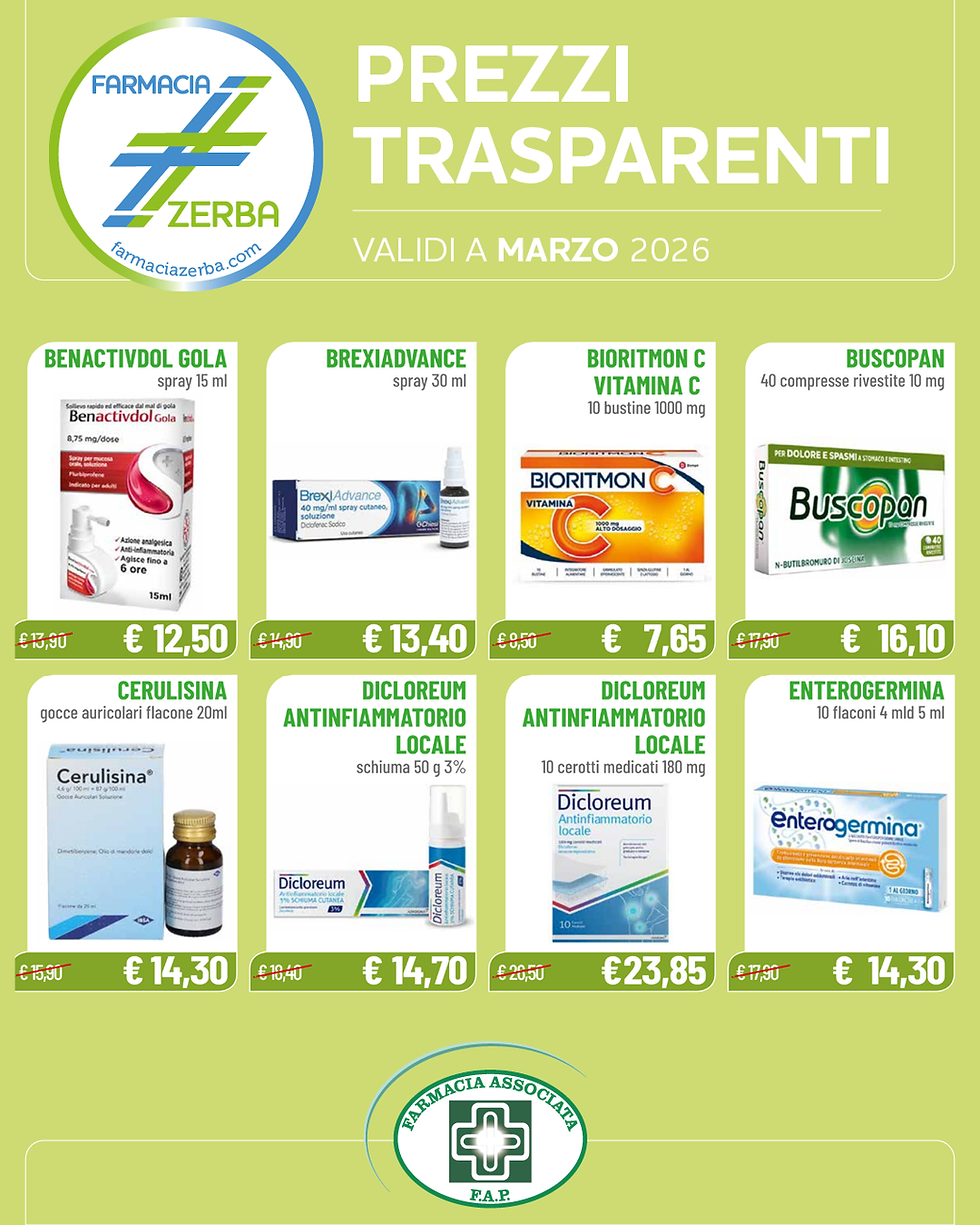 Farmacia Zerba - Prezzi Trasparenti Marzo 2026