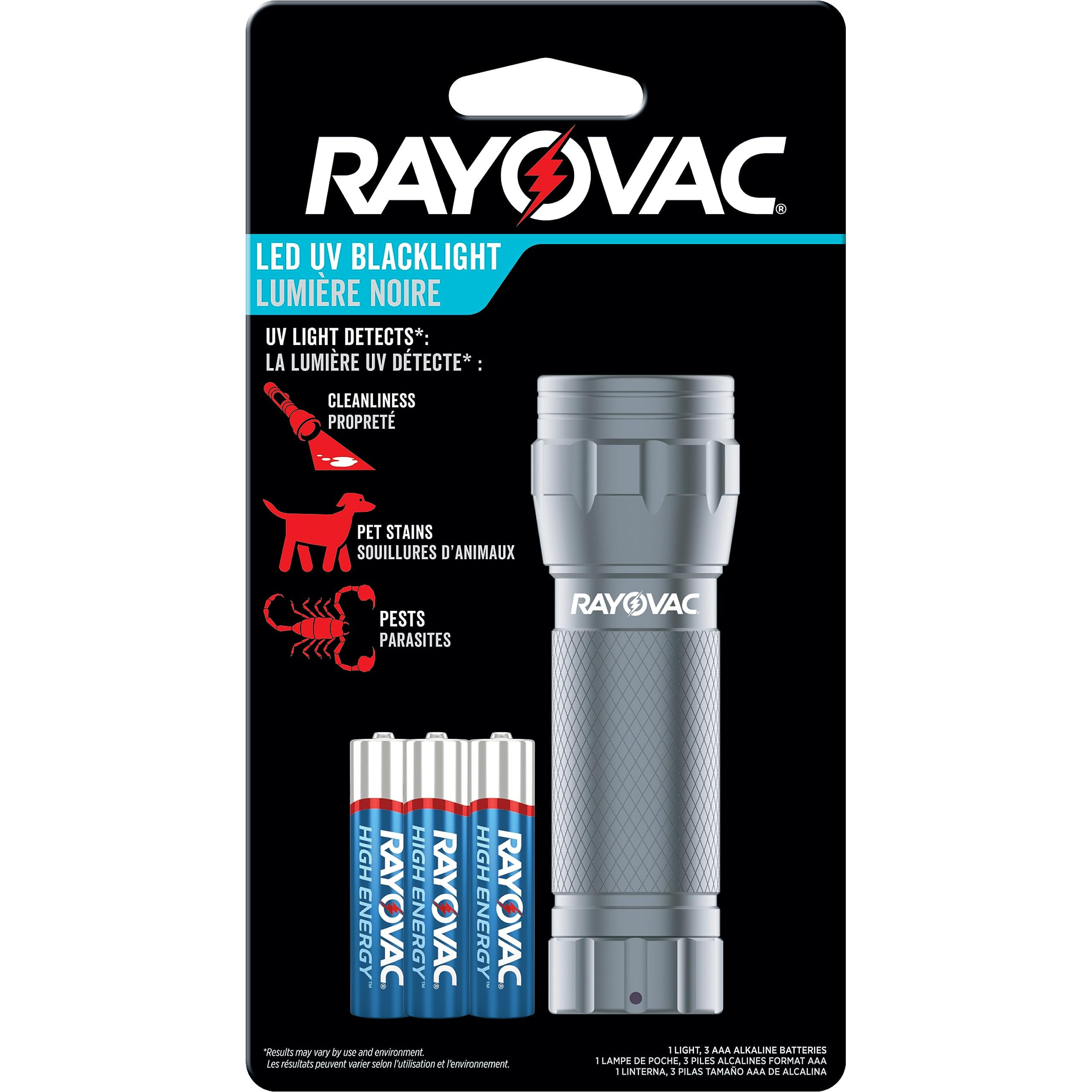 Rayovac UV Flashlight Black Light Ultraviolet Light for Detecting Pet Stains and