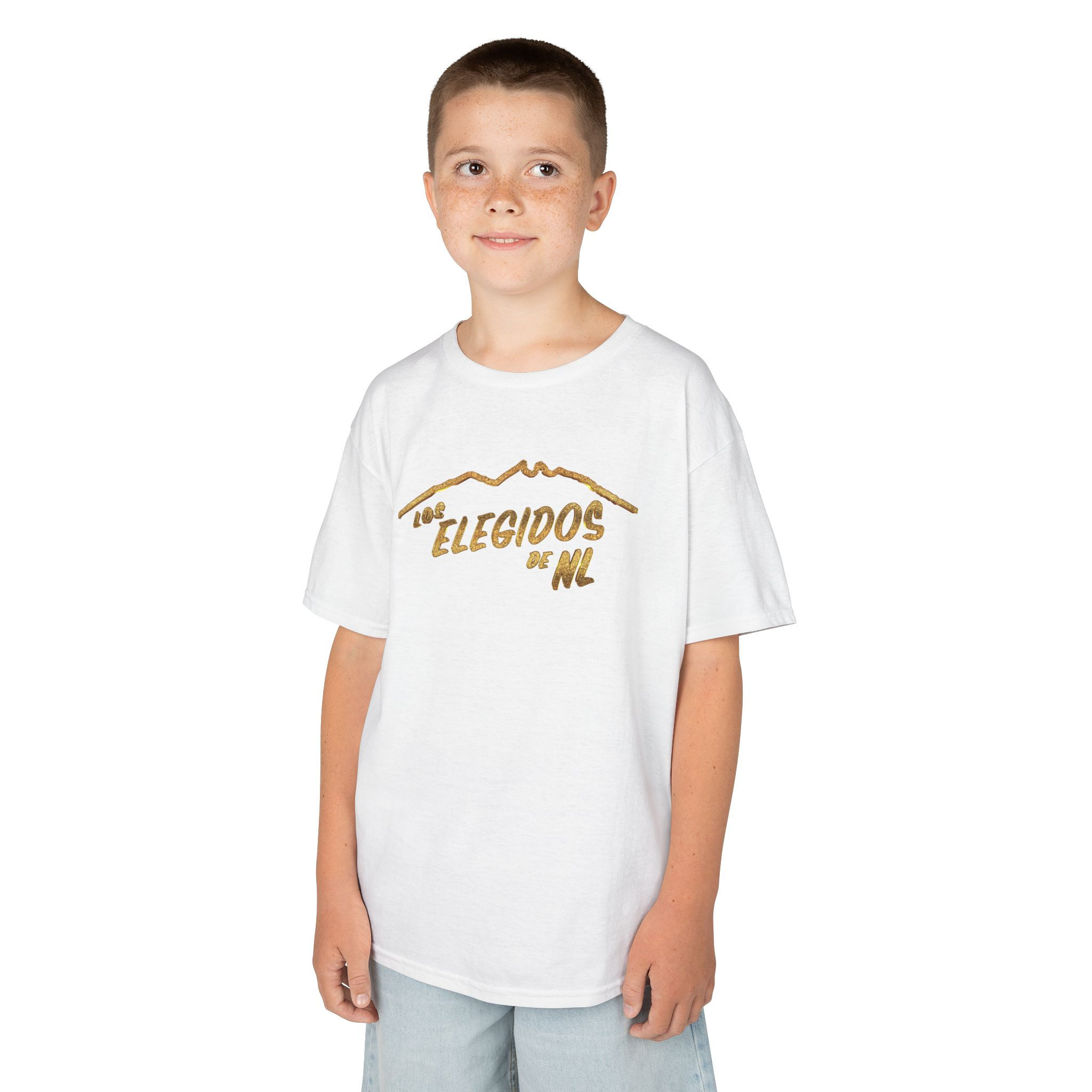 Kids Heavy Cotton™ Tee - 'Elegidos de NL' Mountain Graphic Shirt