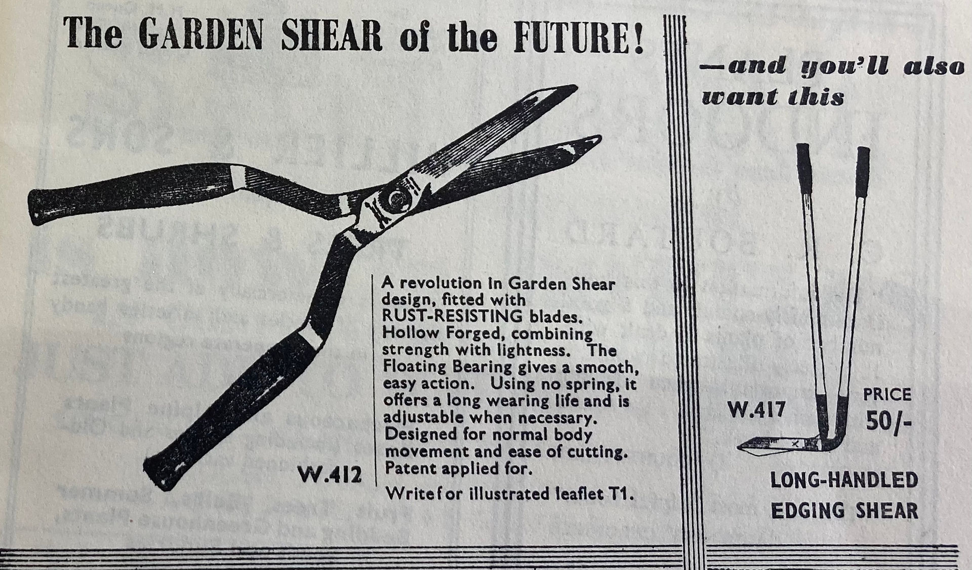 Advert c. 1950s			            