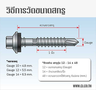 วิธีการวัดขนาดสกรู - ซีเจ