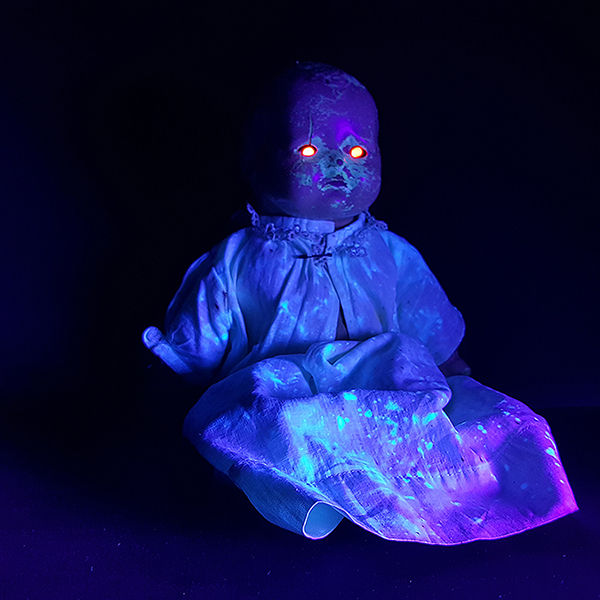 Thumbnail: R89A CREEPY EMO "LITE" (NOISE DETECTION ANTIQUE CREEPY DOLL PROP RENTAL #089-A