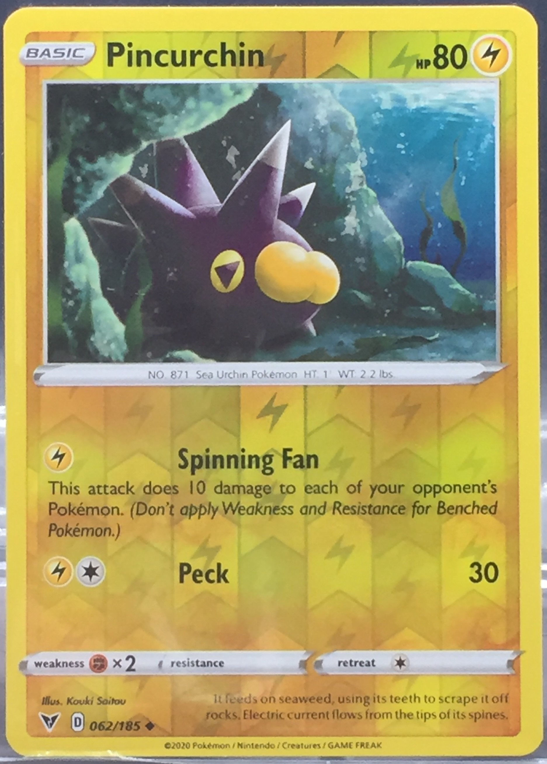 Pincurchin - Reverse Holo - 62/185 - (NM-M)