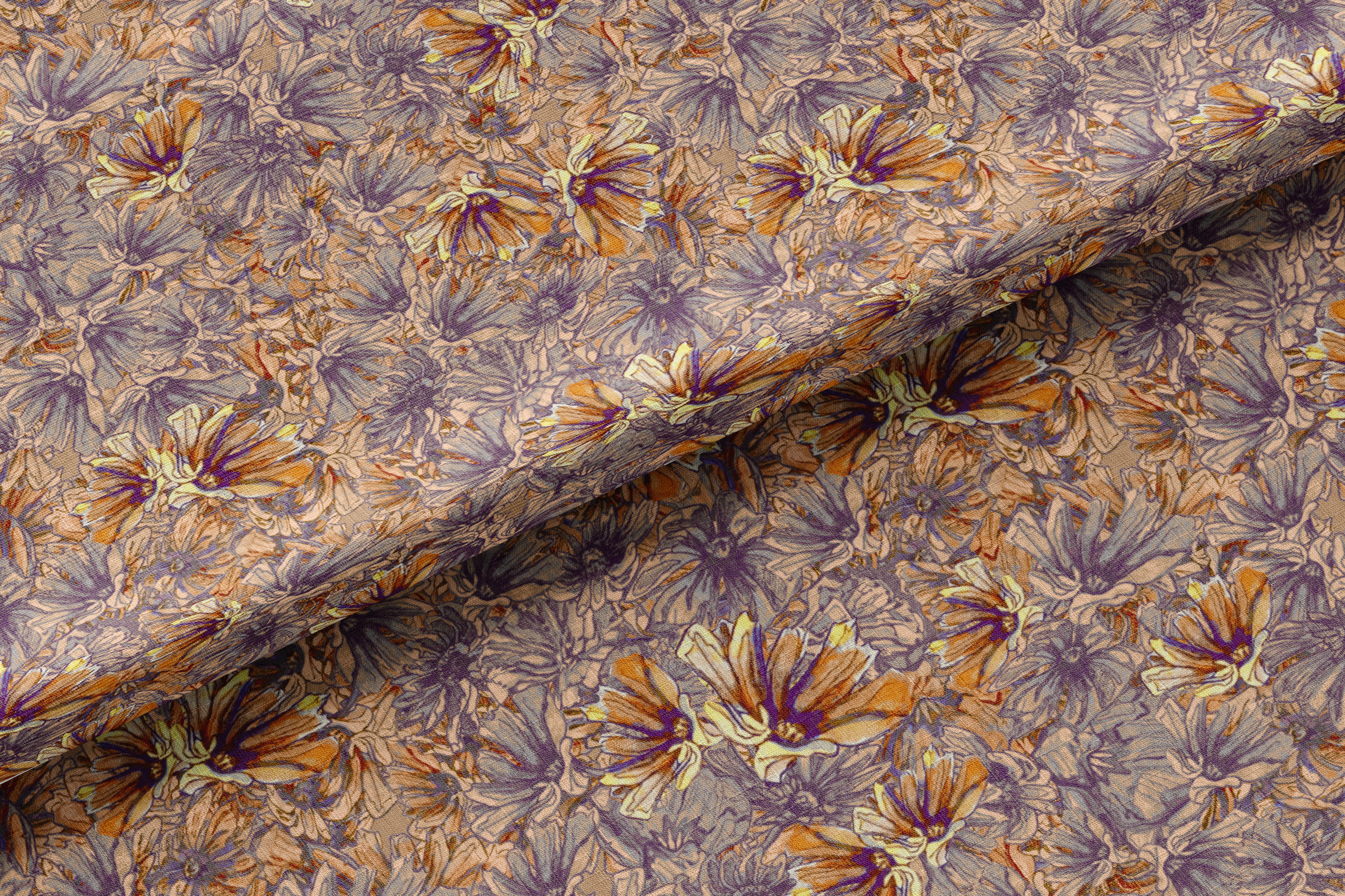 Mystical Forest Linen Fabric - Dusty Orange