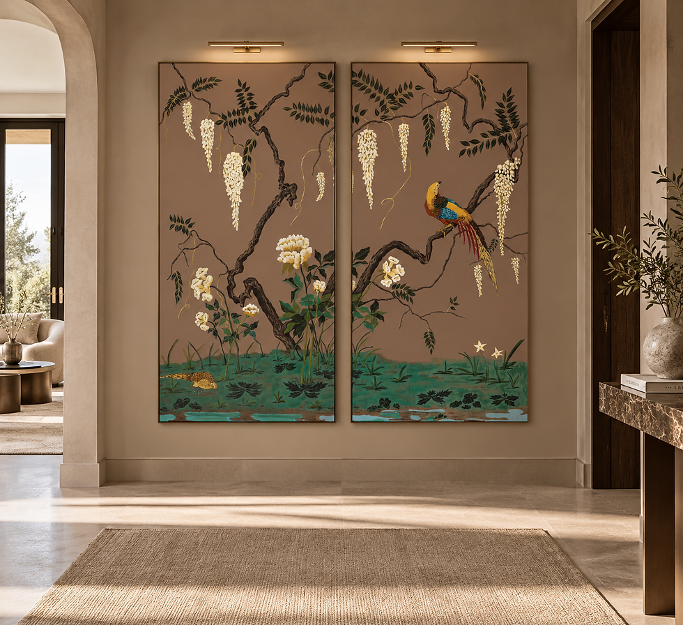 Wall Panel Art Prints, Birdsong by the Lake- Mocha