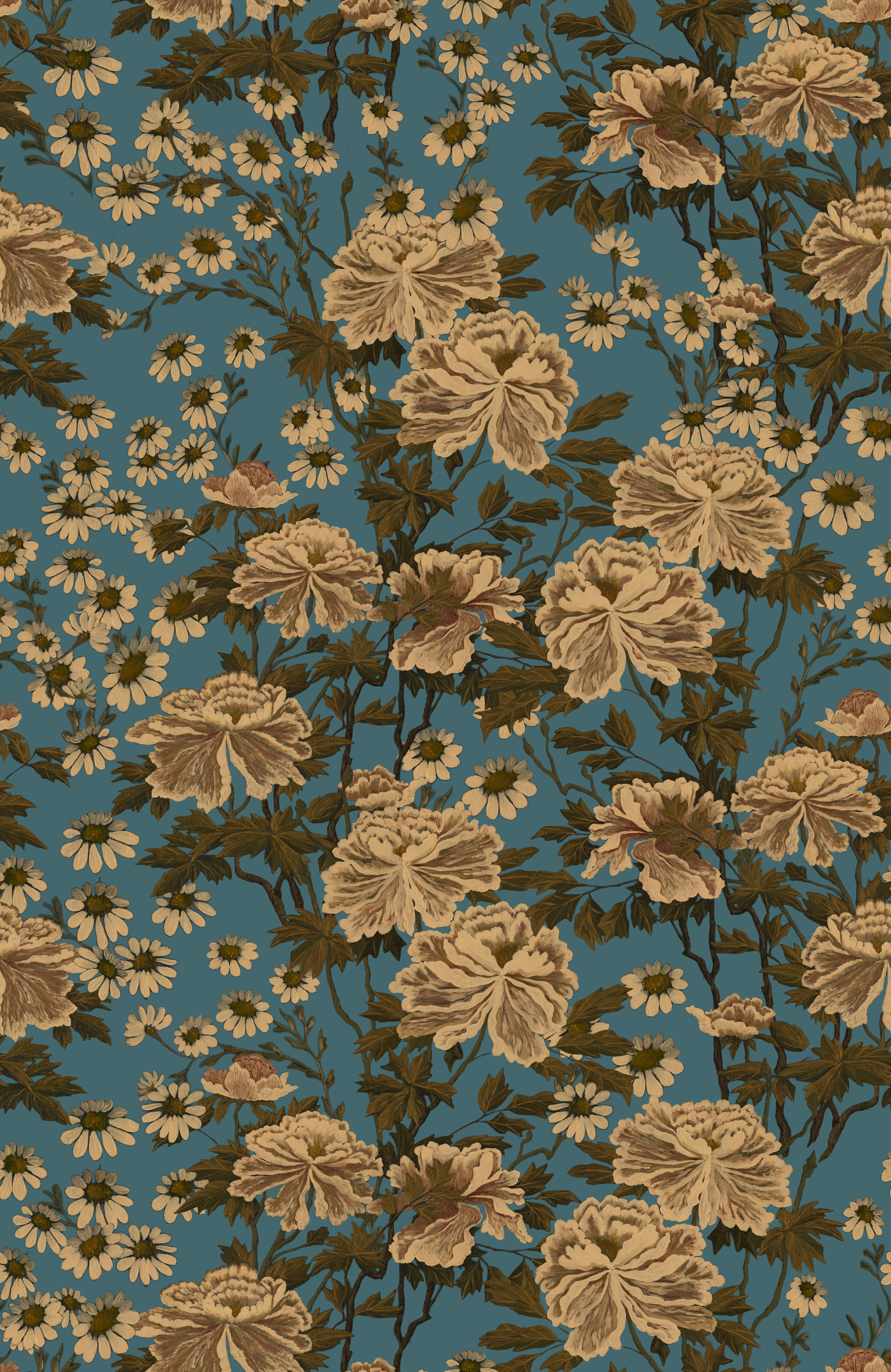 Whisper of Peony – Velvet Fabric in Blue