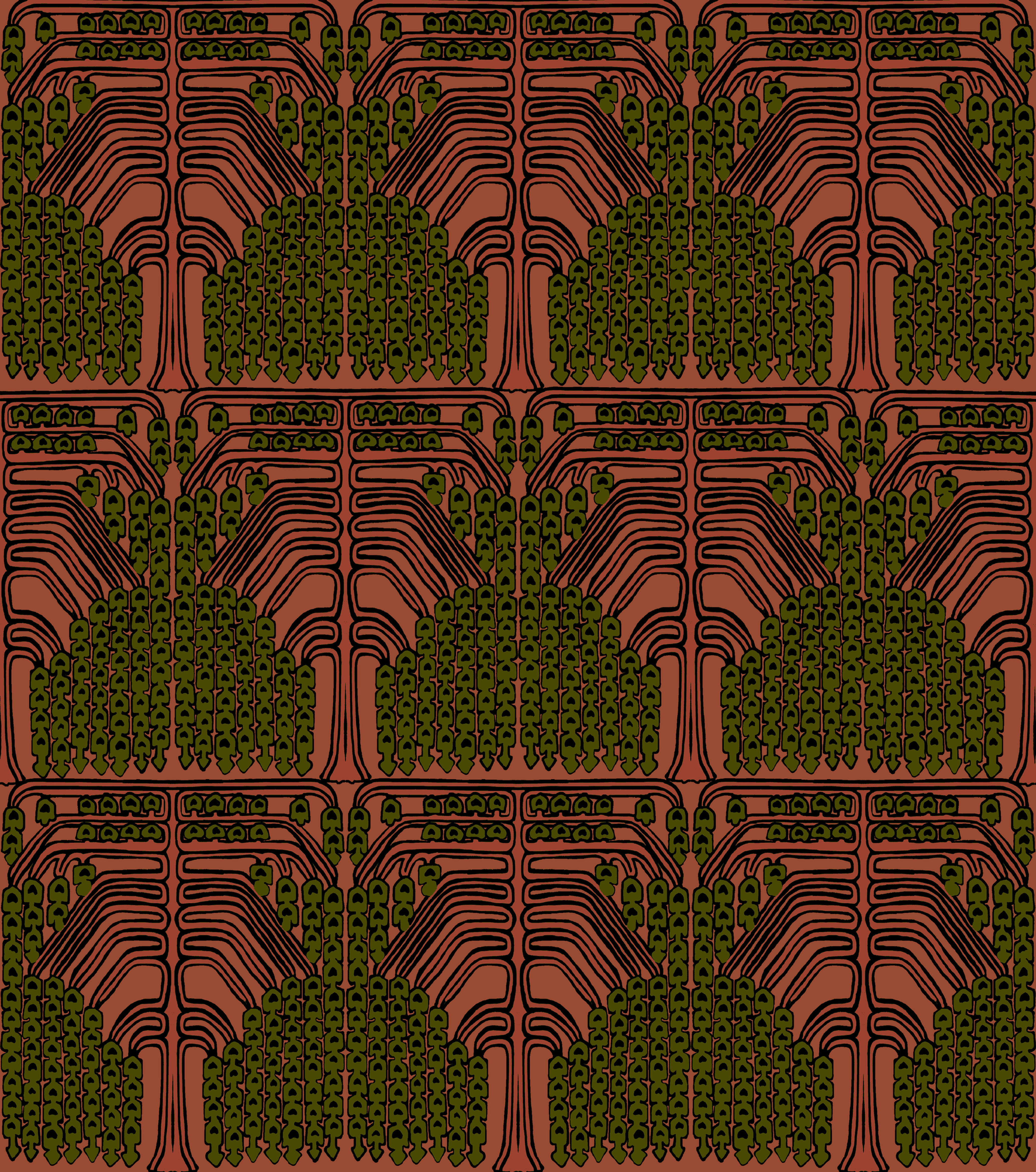 Persian Trees Linen fabric