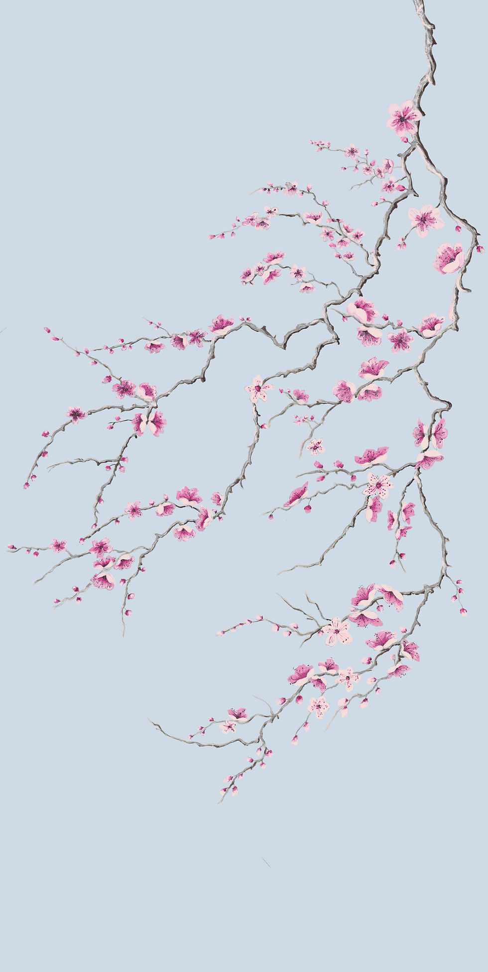 Wall Panel Art Prints, Sakura -Soft Sky Blue