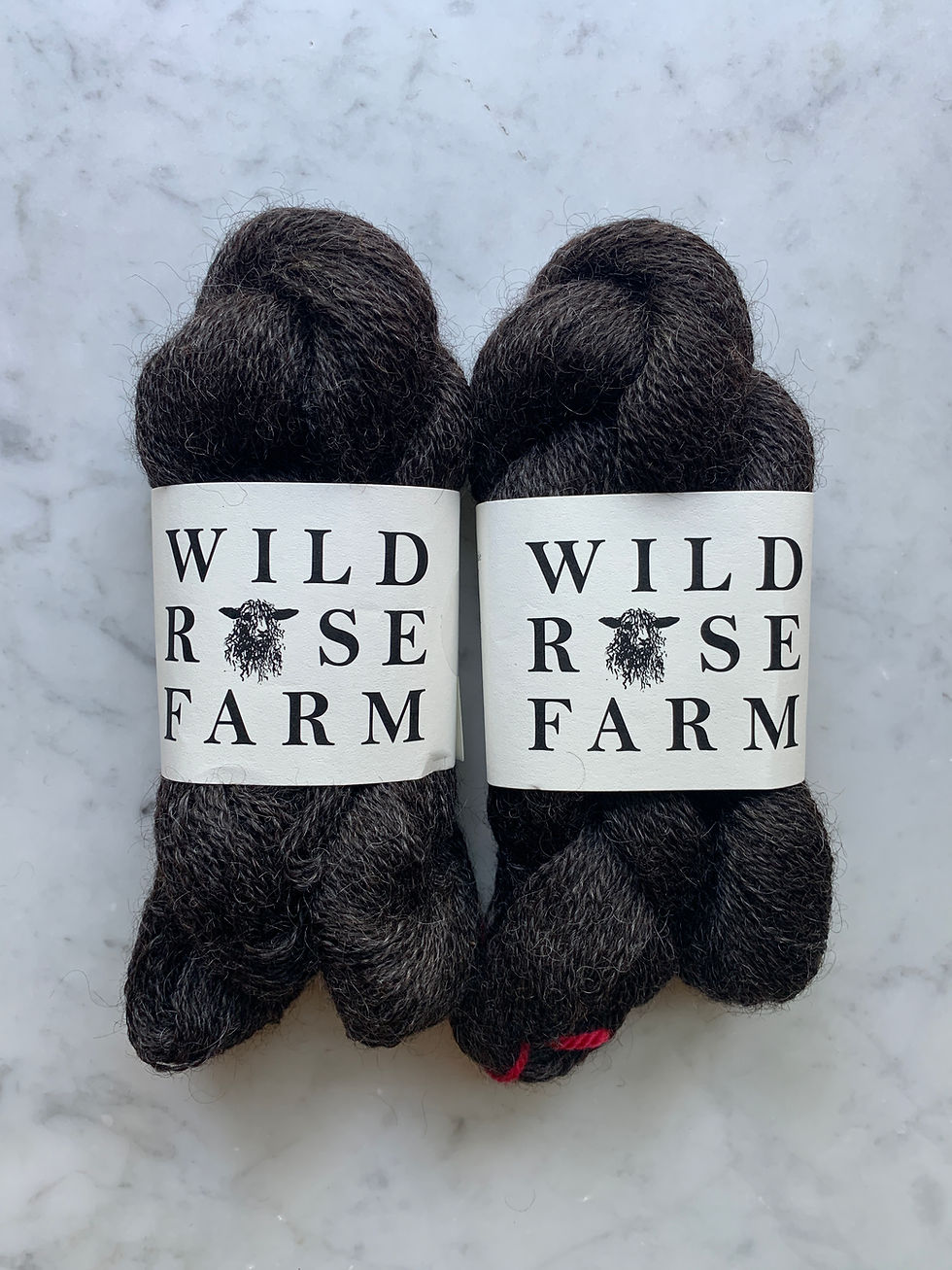 Two Skeins of "Frances" - Wensleydale Wool Fingering/Lace 2ply Yarn Natural Charcoal Black