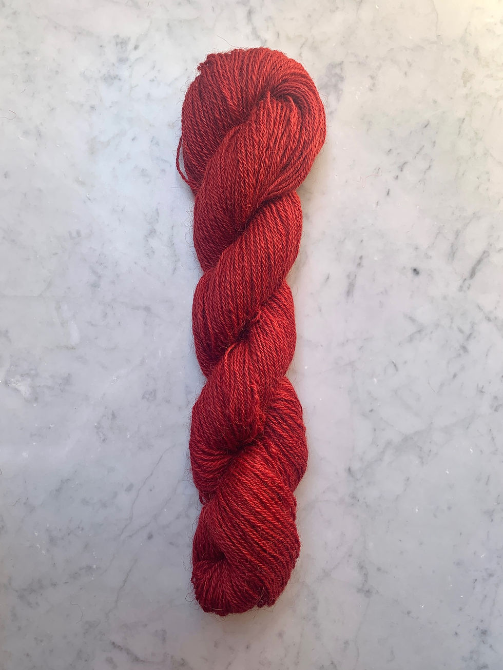 Thumbnail: Single Skein of "Primrose" - Valais/Teeswater Wool Sport/Fingering 3ply Yarn Dyed Alizarin Red