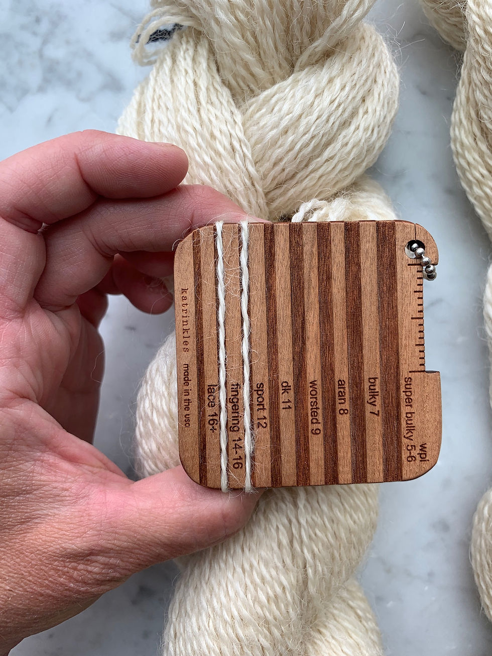 Thumbnail: Yarn Gauge of "5 Lamb Fleece" - Valais Blacknose/Teeswater Wool Sport 2ply Yarn Creamy White