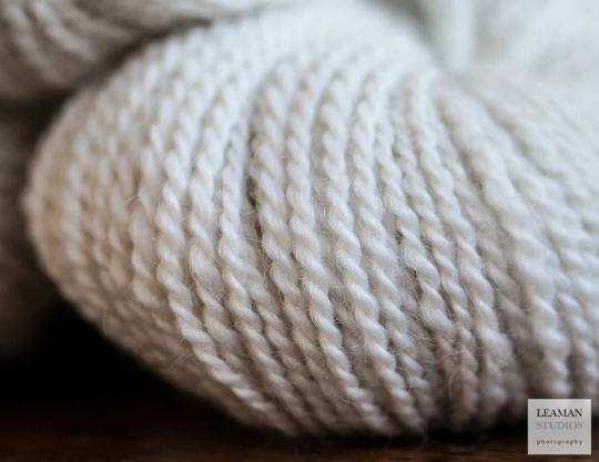Thumbnail: Close Up of "Merial" - Leicester Longwool Aran/Worsted/Bulky 2ply Yarn Natural Very White