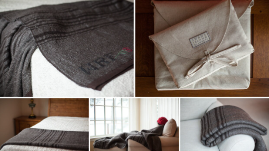 Thumbnail: Collage of Handwoven Luxury Wool Blanket on Display, Blanket Casing and Used in Home Decor