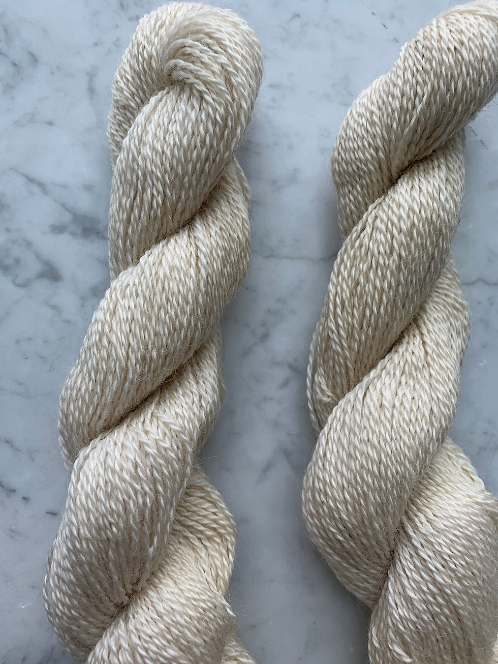 Thumbnail: Close Up of "Francesca" - Leicester Longwool Fiber Fingering 2ply Yarn Natural White