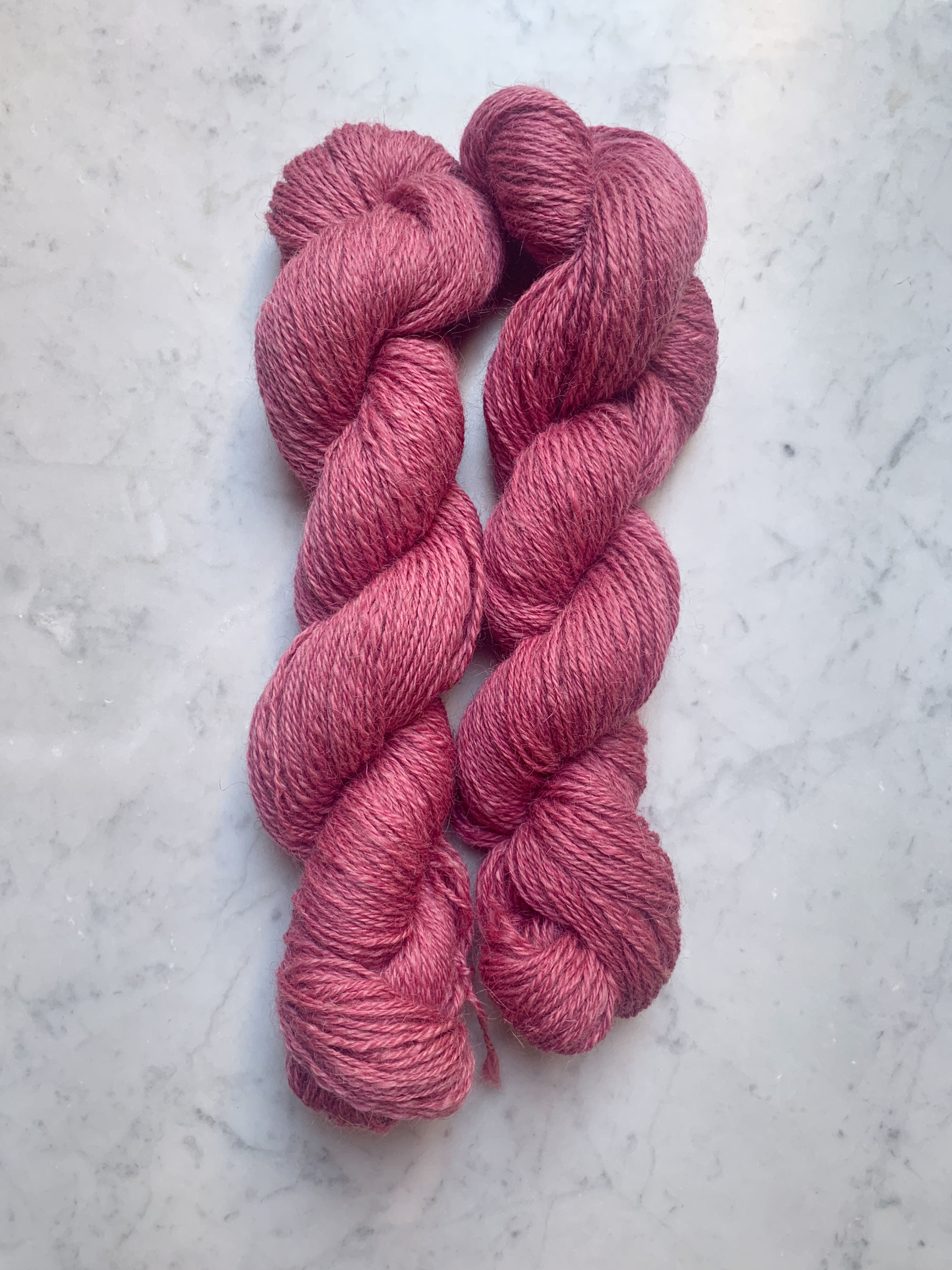 "Moss" - Valais Blacknose/Teeswater Sport 3ply Yarn Dyed Pink Blush