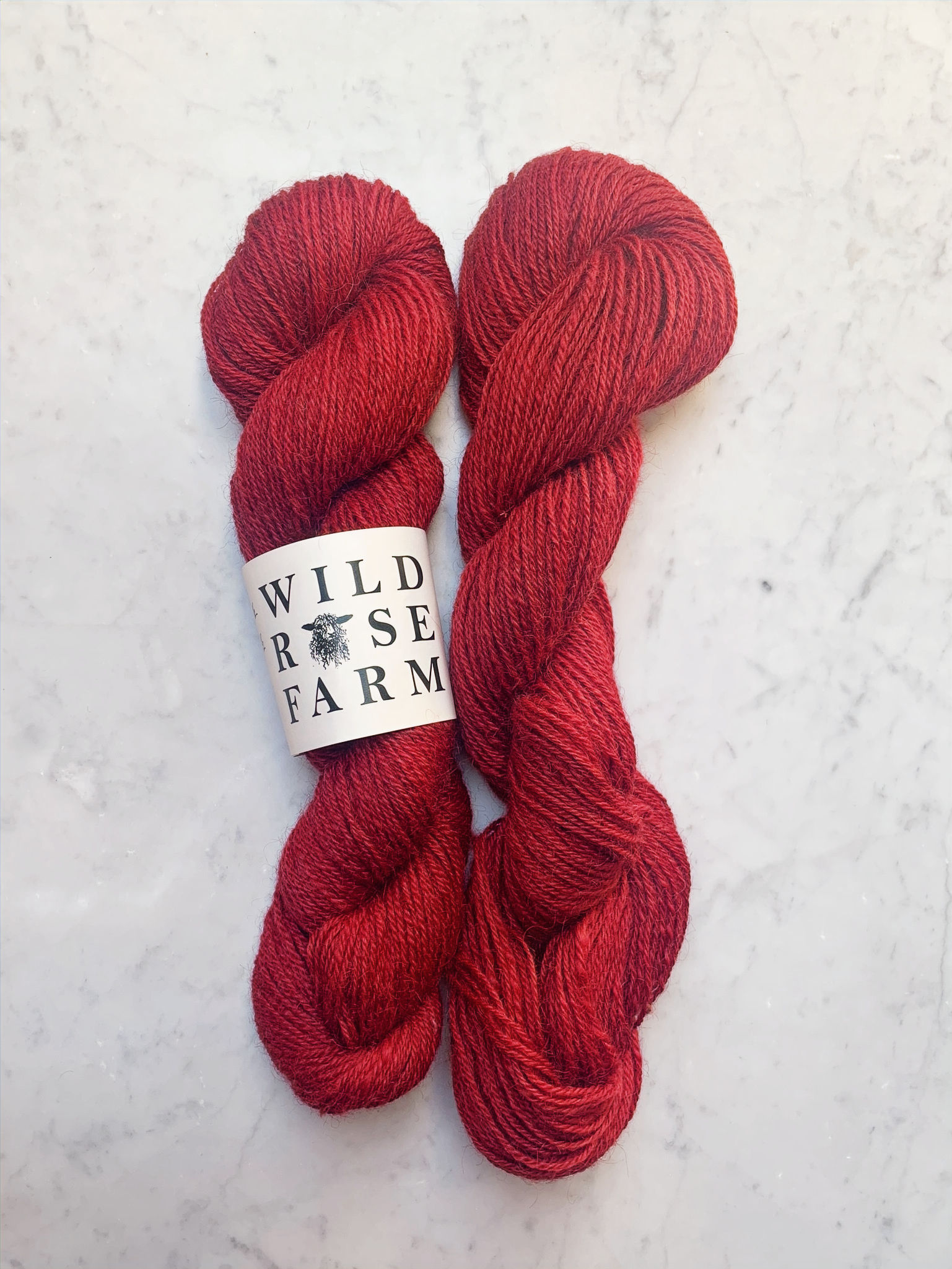 Two Skeins of "Primrose" - Valais/Teeswater Wool Sport/Fingering 3ply Yarn Dyed Alizarin Red