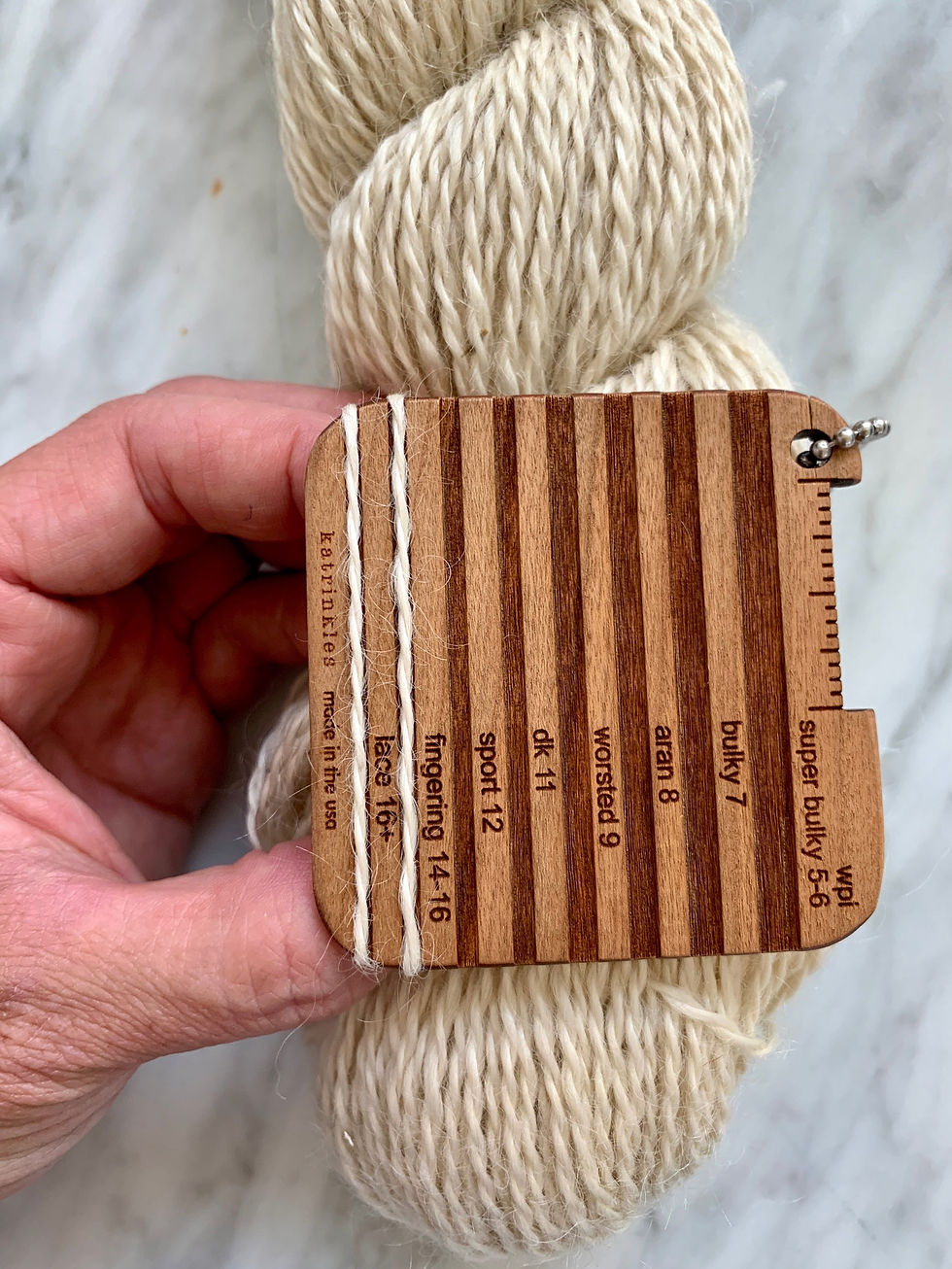 Thumbnail: Yarn Gauge of "Isa" - Wensleydale Wool Lace/Fingering 2ply Yarn Natural White