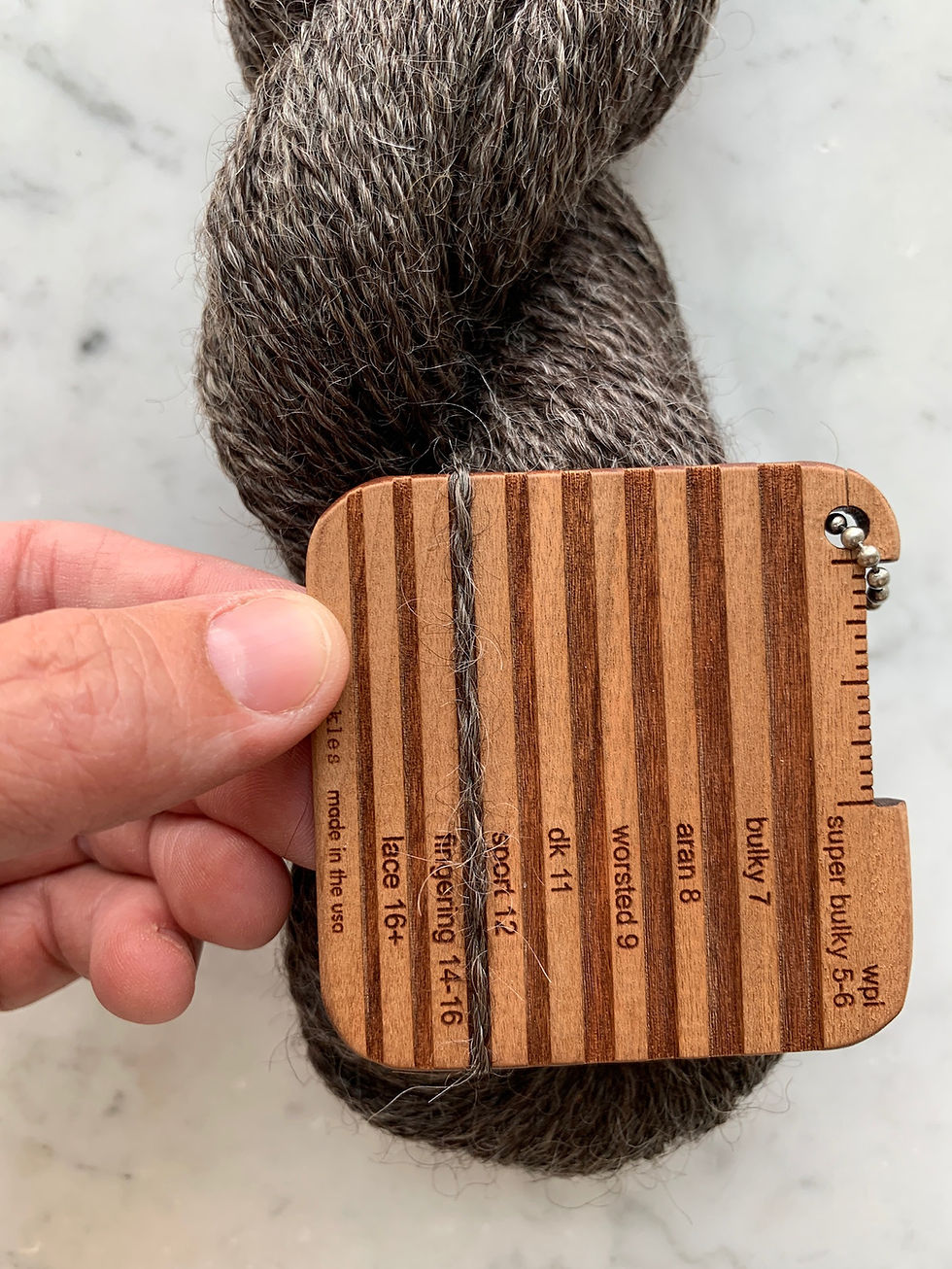 Thumbnail: Yarn Gauge of "Alhambra" - Wensleydale Wool Sport 2ply Yarn Natural Warm Silver Pewter Gray