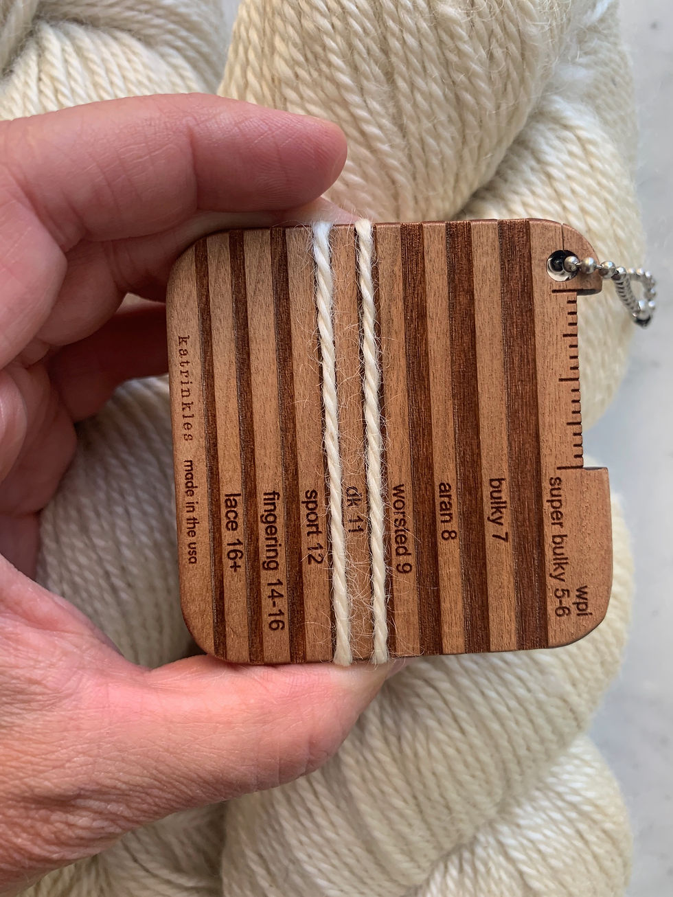 Thumbnail: Yarn Gauge of "9 Lamb Fleeces" - Wensleydale Wool Worsted/DK 3ply Yarn Natural Creamy White