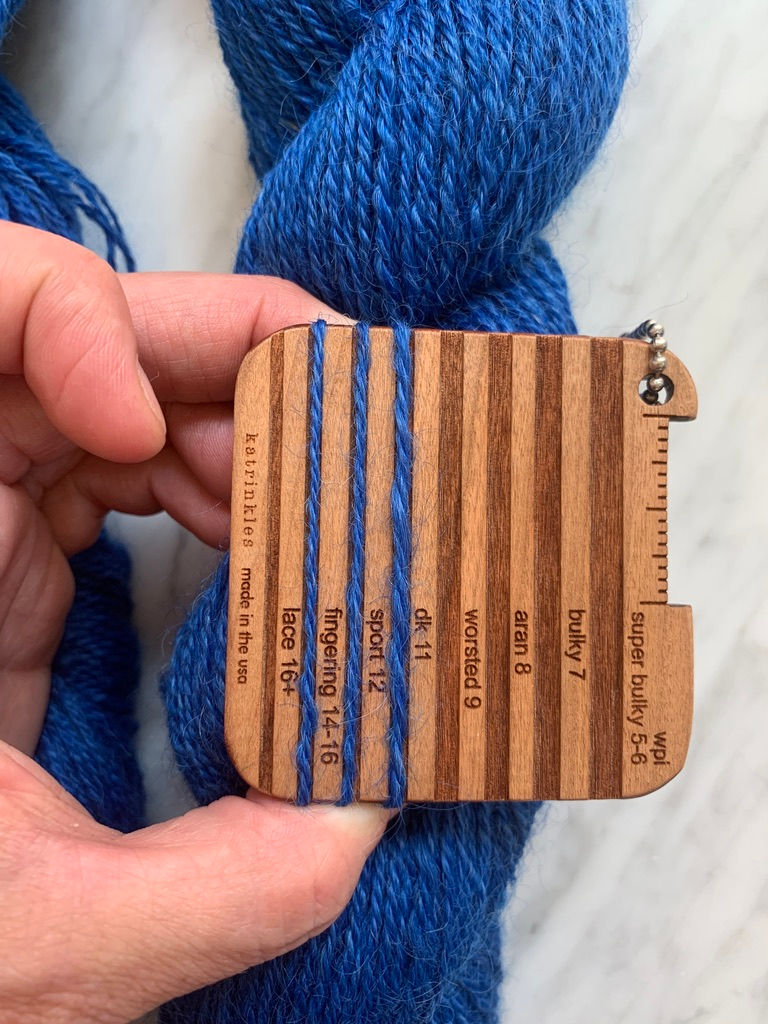 Thumbnail: Yarn Gauge of "Sequoia" - Wensleydale Wool Fingering/Sport/DK 3ply Yarn Dyed Sapphire Blue