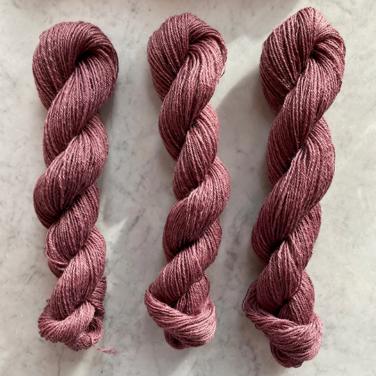 Three Skeins of "Maxine" - Wensleydale Wool Fingering/Sport 3ply Yarn Dyed Antique Mauve