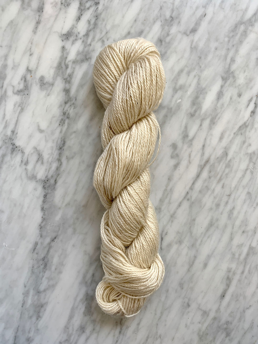 Single Skein of "Snow & Nahla" - Wensleydale Wool Sport/DK 3ply Yarn Natural White