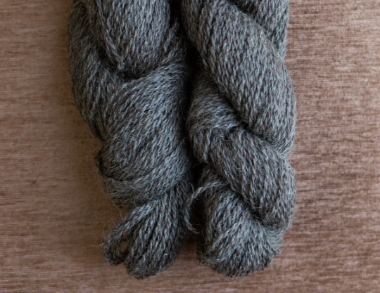 Thumbnail: Close Up of "Sunshine" - Wensleydale Fingering 2ply Yarn Natural Warm Medium Gray