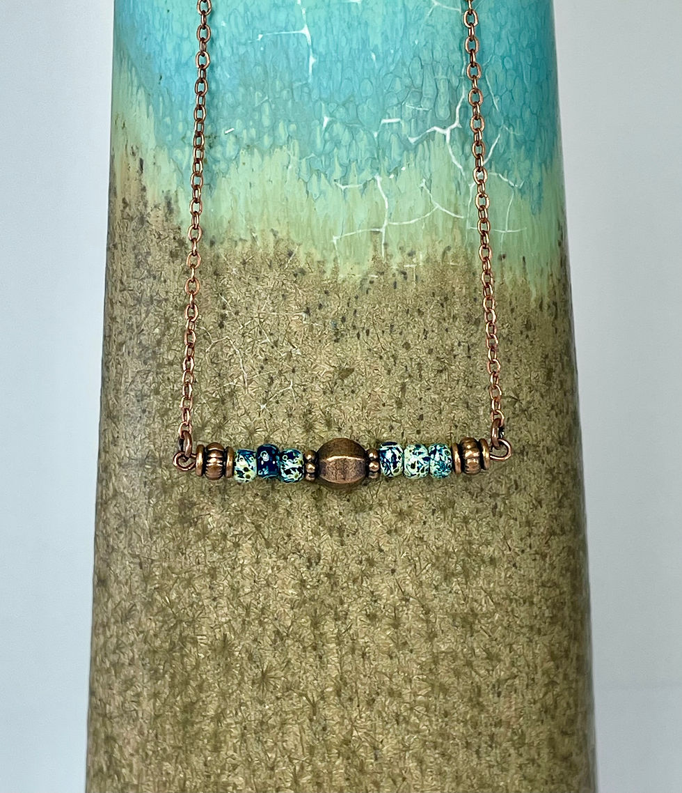 Thumbnail: Copper and Blue Beaded Jewelry Set