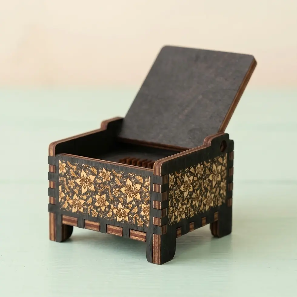 Customizable black digital music box open lid. Perfect gift idea for anniversaries, birthdays, Valentine's Day.