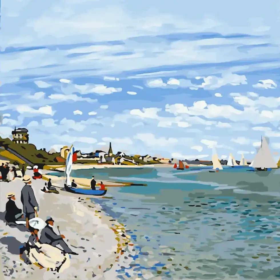 Claude Monet’s 1867 Impressionist oil Impression painting of a some people watching the sea.