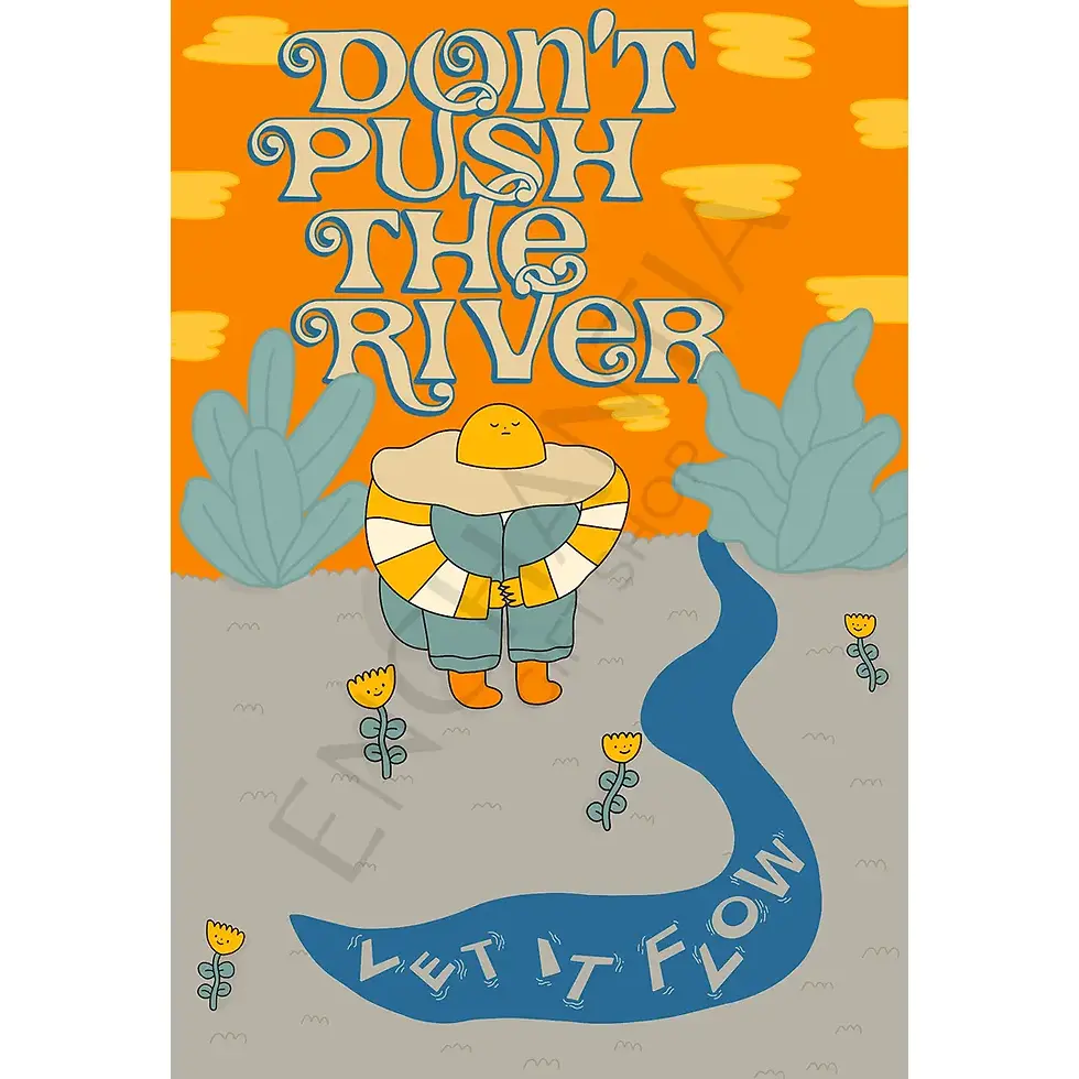 Original River Flows colourful sunny artwork for a paint by numbers design.