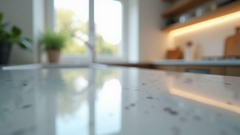 Close-up view of a sparkling clean kitchen countertop