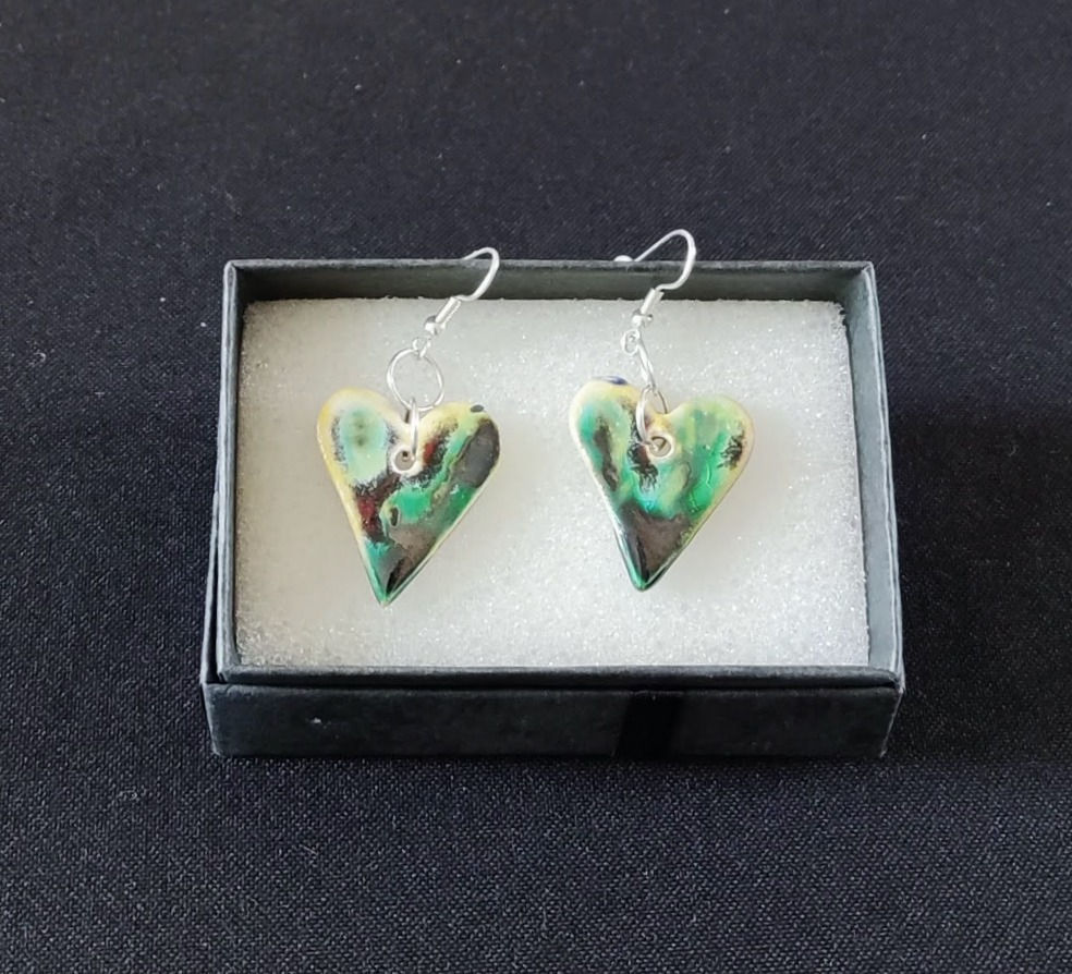 Red and Copper ceramic earrings