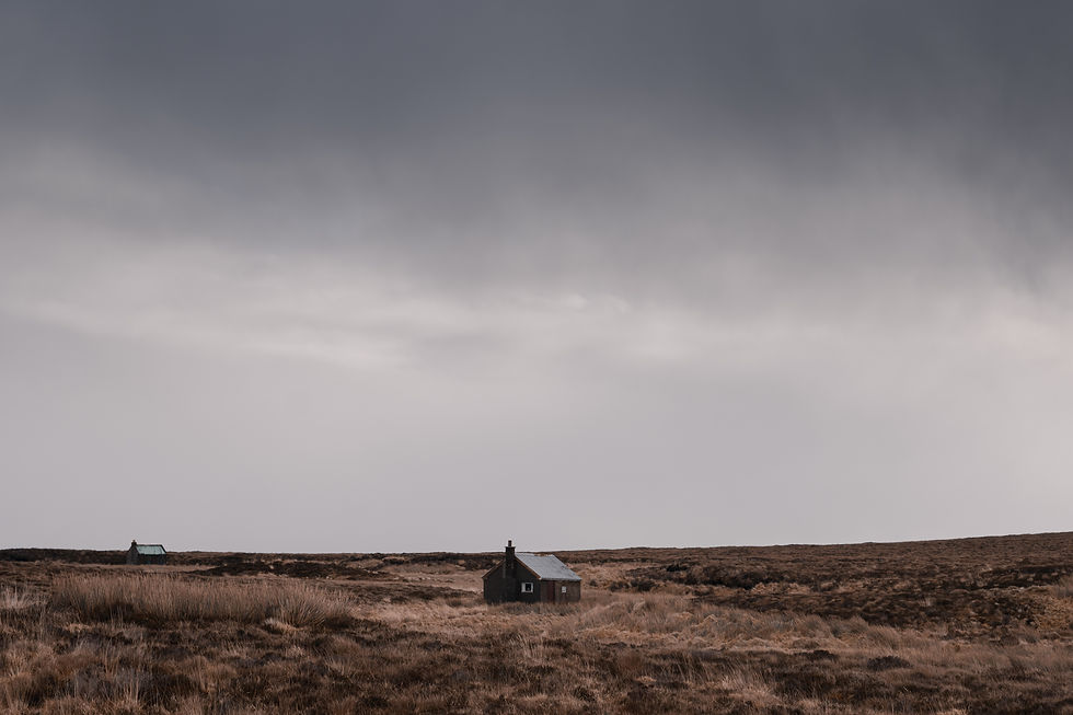 Peat hut on moorland