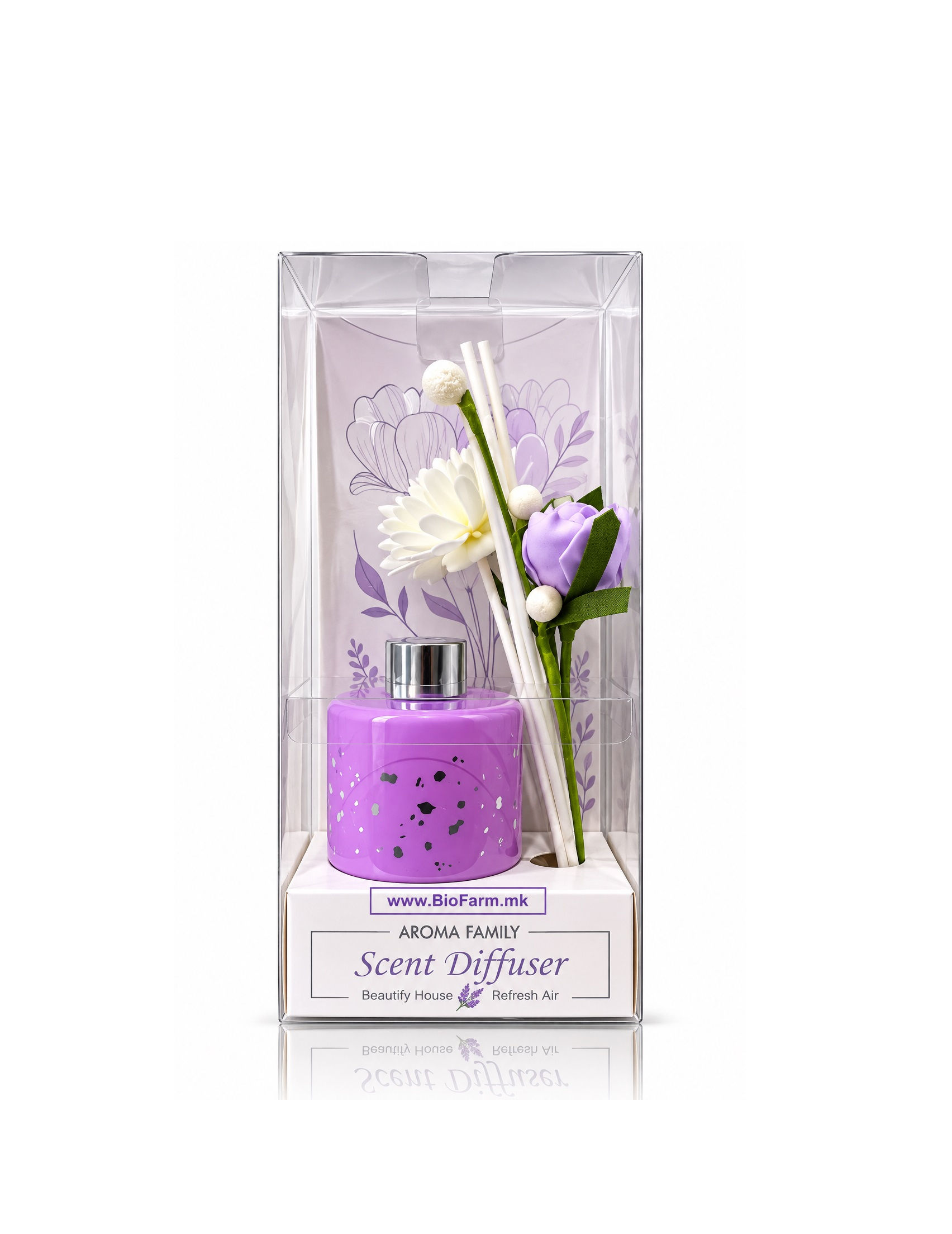 AROMA FAMILY LAVENDER - ДИФУЗЕР СО СТАПЧИЊА - DIFUZER SO STAPCINJA www.BioFarm.mk