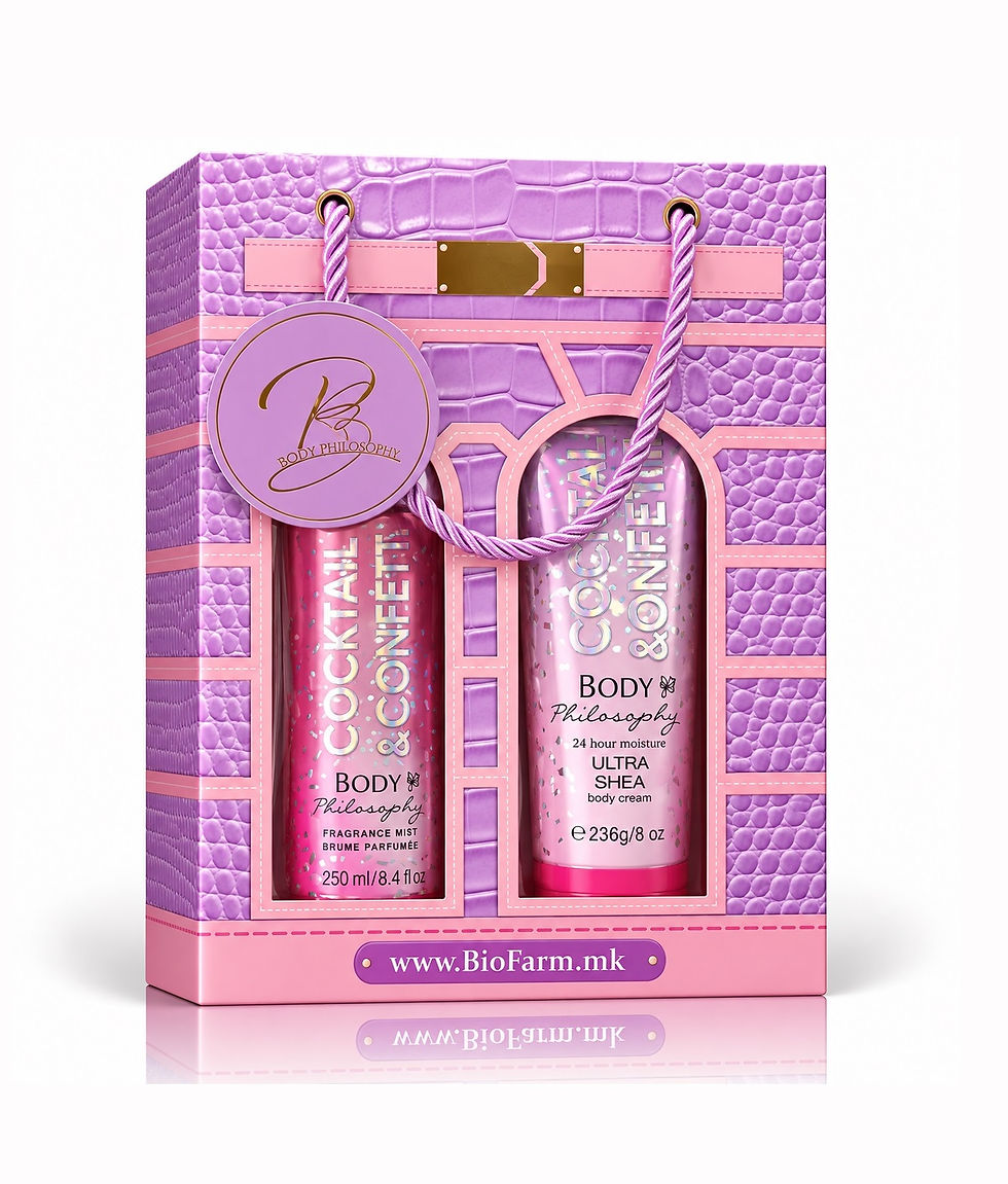 BODY PHILOSOPHY COCKTAIL CONFETTI – Fragrance Mist & Ultra Shea Body Cream BioFarm.mk