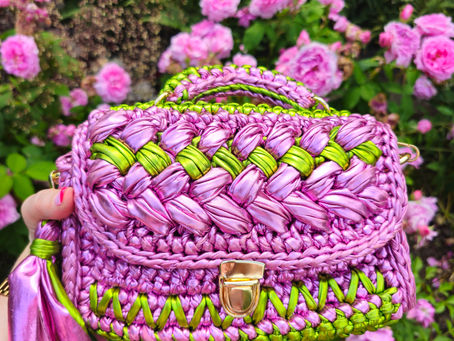 💞 Crochet Handbag Metallic Unique Handmade Clutches👛 Knitted Luxury