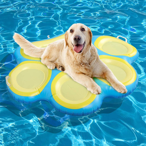 KOOLTAIL Paw Dog Pool Float Inflatable Raft Dogs and Daughter