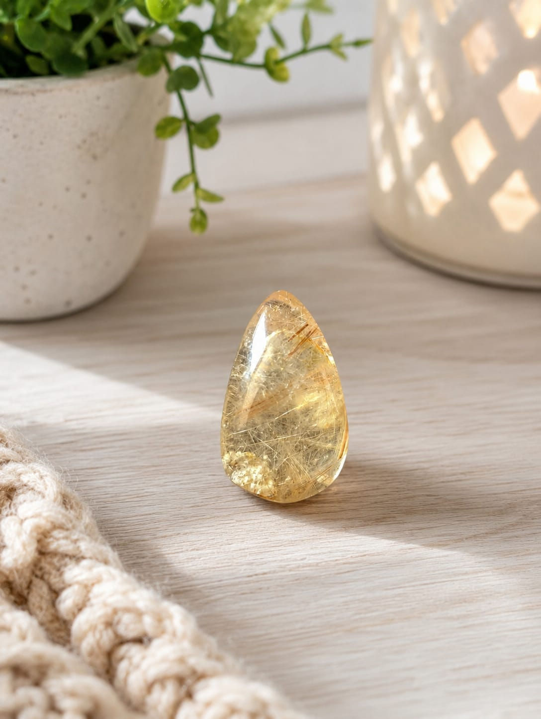 Golden Rutile Quartz Teardrop.